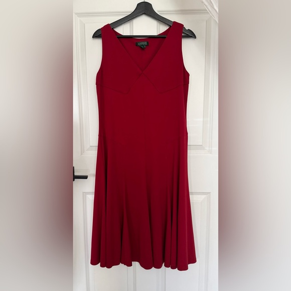 Ralph Lauren Red sleeveless Geometric Cut Dress - Picture 3 of 6
